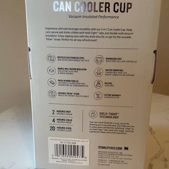 Stanley Everyday Can Cooler Peach Whip Cabana Gloss 10oz - Picture 6 of 7